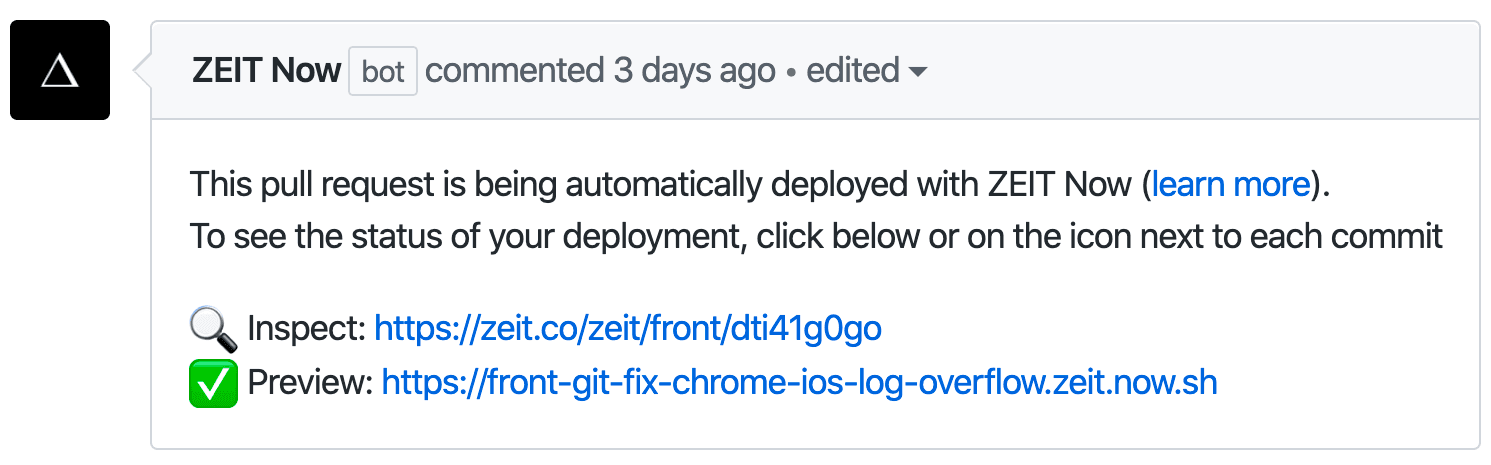 Every push and branch gets its own deploy URL