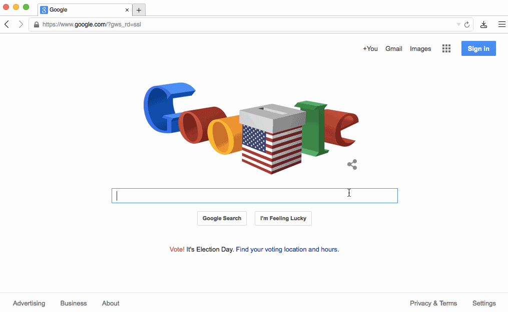 Google adapts its layout as soon as you hold down a key